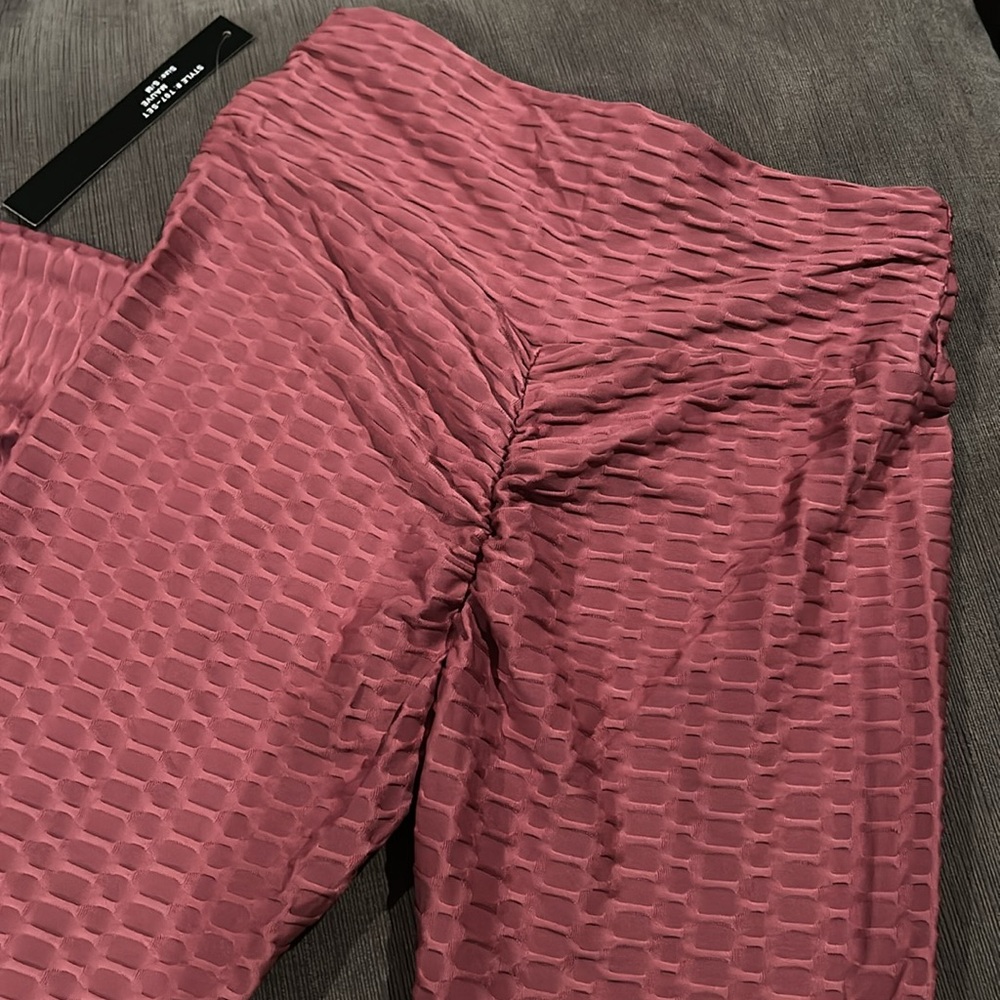 NEW MIX Mauve Textured Honeycomb 2 Piece Tracksuit Set NWT S/M or L/XL - Picture 3 of 8